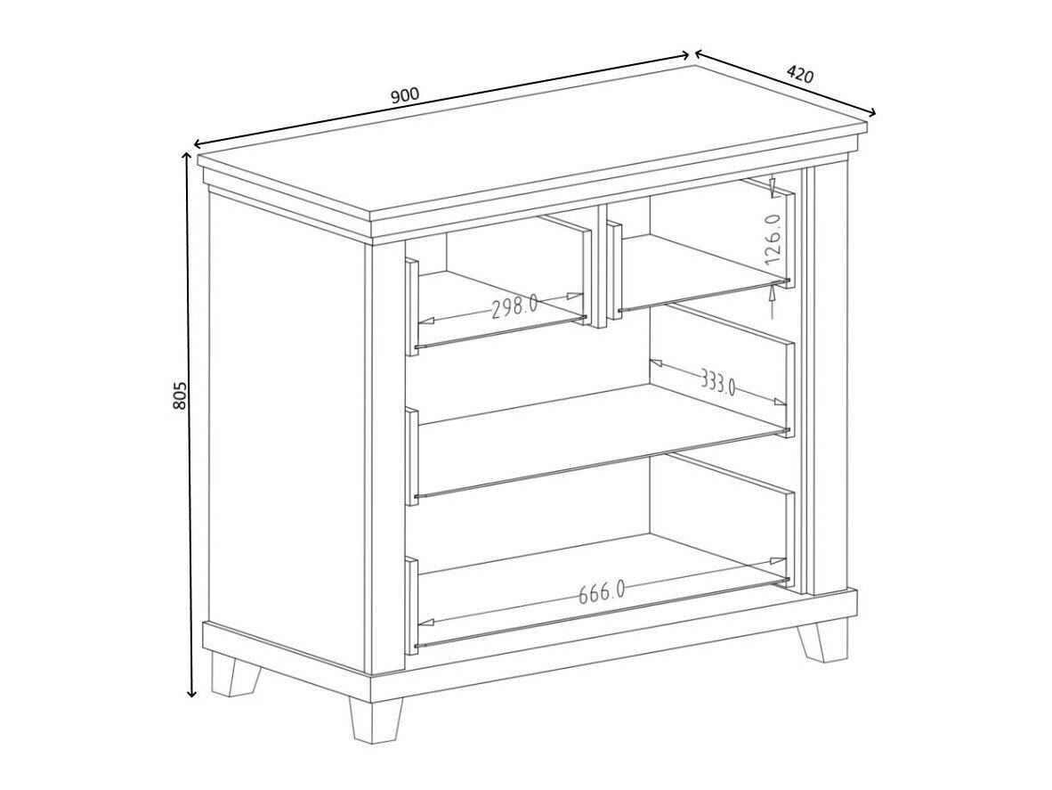 Kommode Tolnue 118 (Mørkegrøn + Lefkas eg)