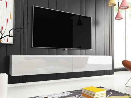 Meuble TV Scientia I (Blanc + Blanc brillant)