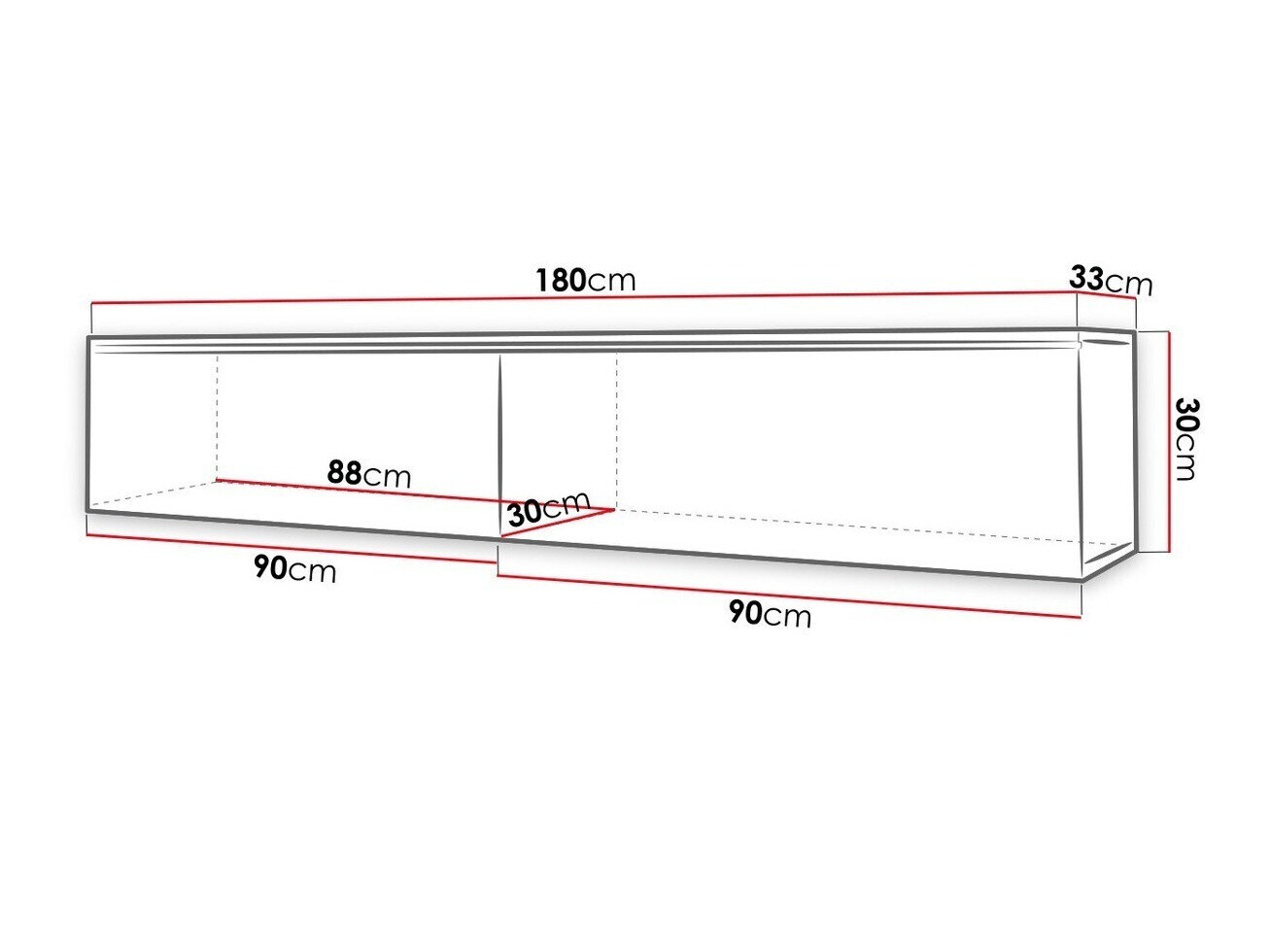 TV-bord Sarasota 121 (Hvid + Gloss grå)