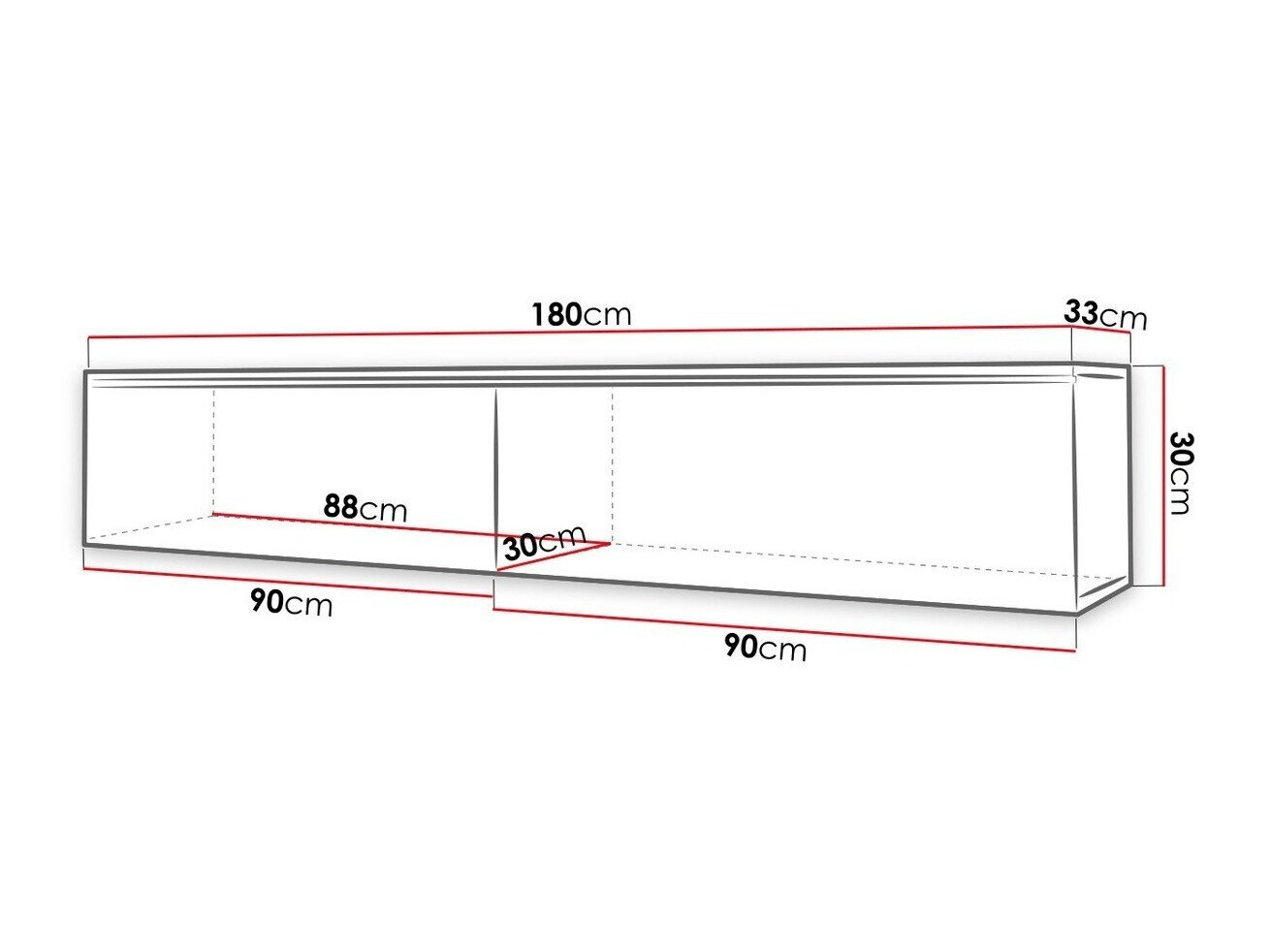 TV-bord Sarasota 121 (Wotan eg + Blank sort)