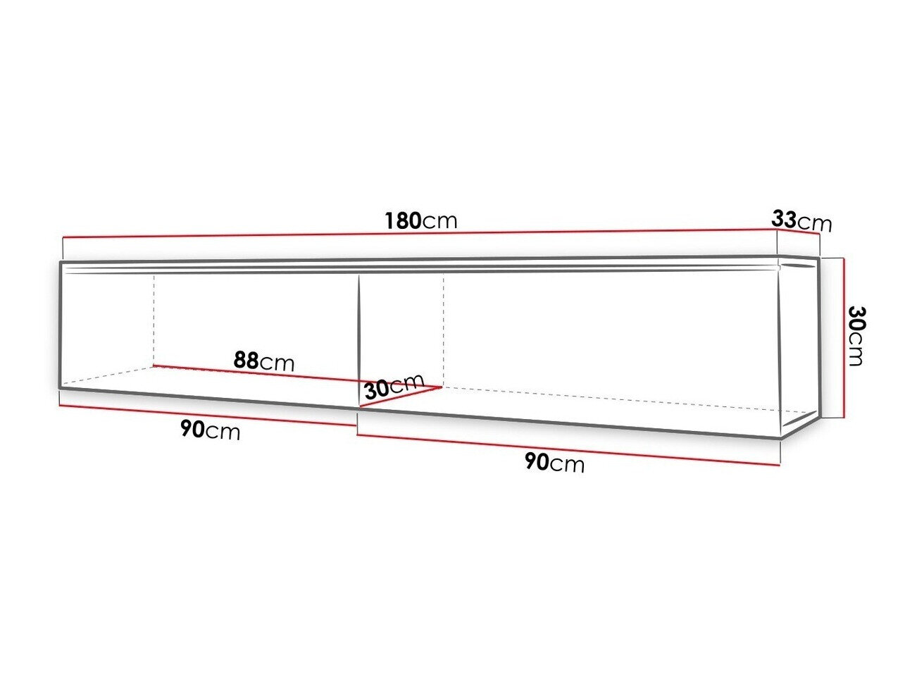 TV-bord Scientia I (Hvid + Gloss grå)