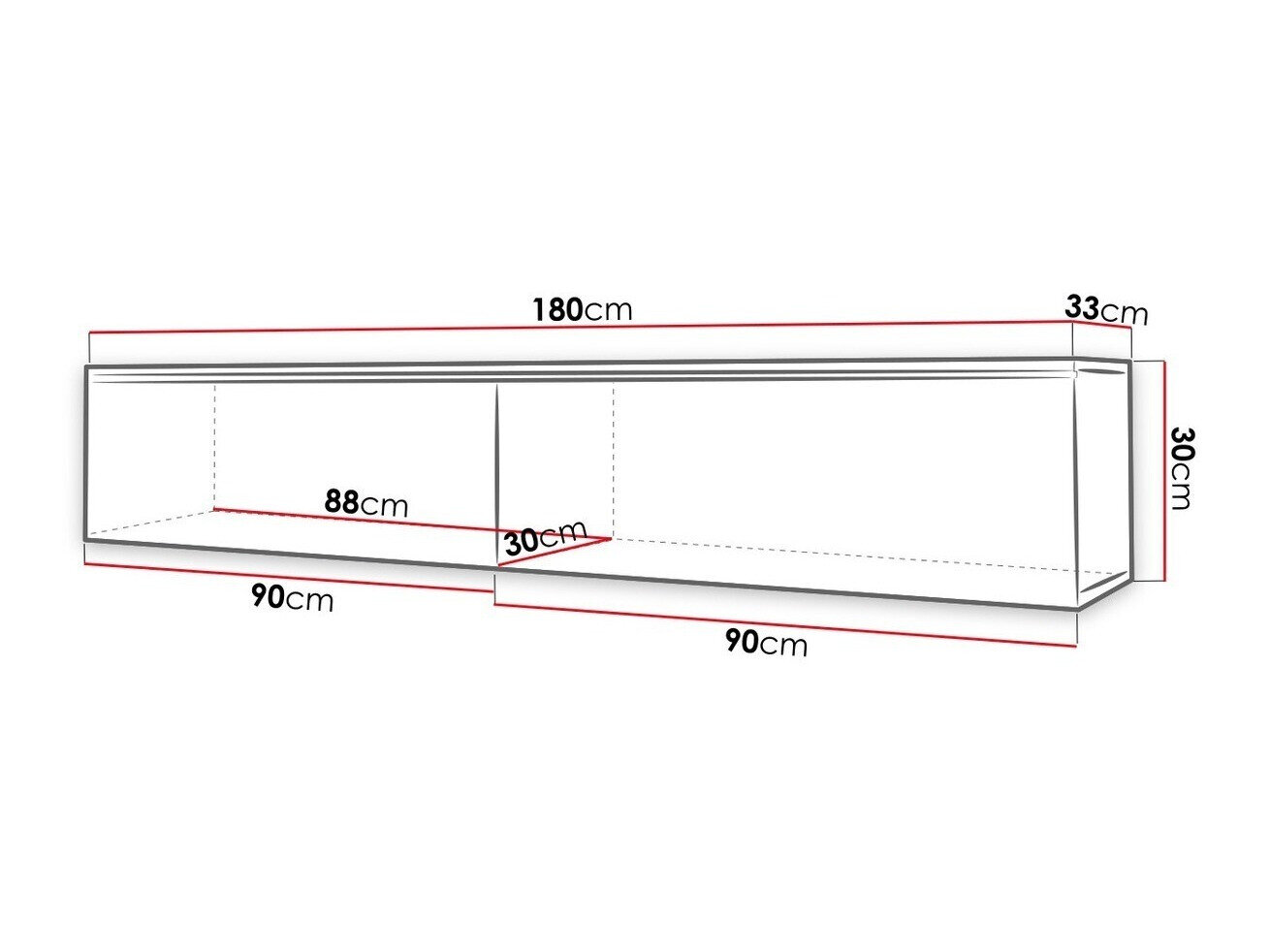 TV-bord Scientia I (Matera grå + Glansfuld hvid)