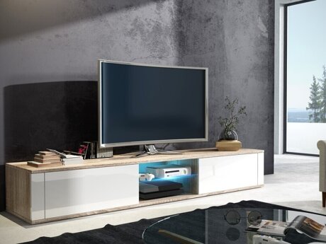 TV-meubel Gilroy 107 (Sonoma eik + Glanzend wit)