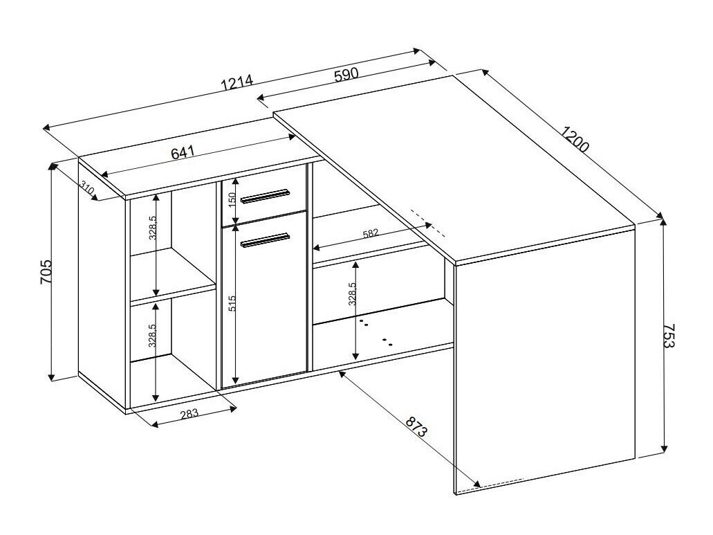 Sarok íróasztal Bristol 122 (Beton + Fehér)