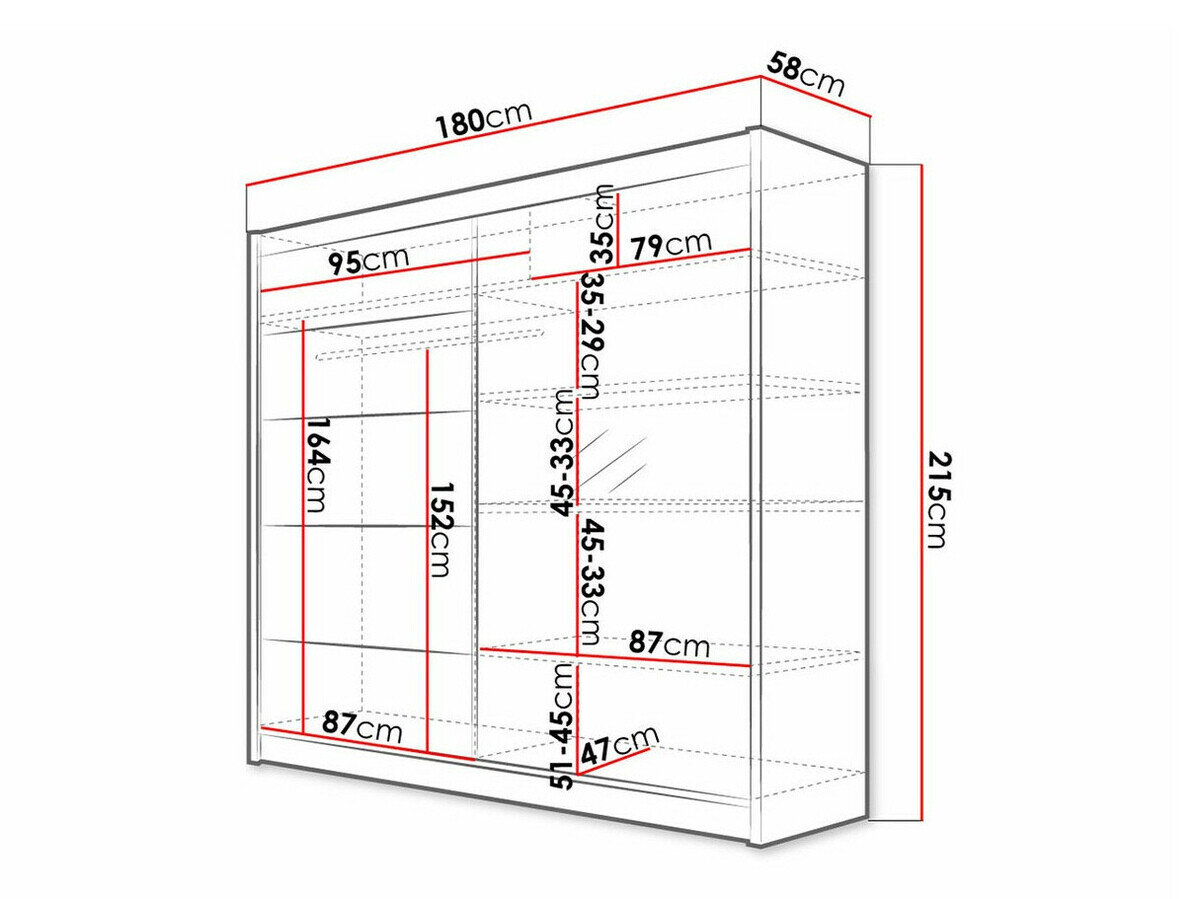 Garderobeskab Closico 142 (Hvid + Sonoma eg)