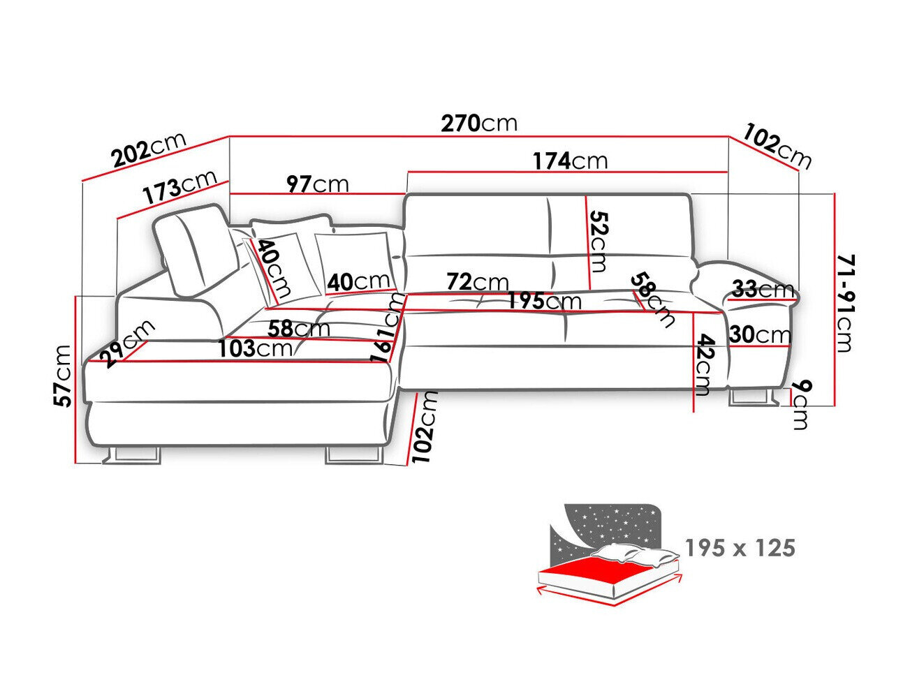 Hjørnesofa Comfivo 166 (Matana 19 + Matana 17)
