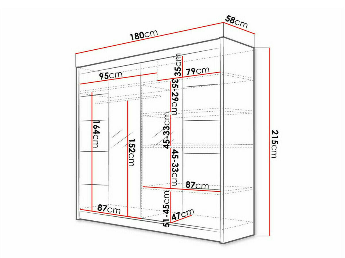 Garderobeskab Closico 154 (Hvid + Sonoma eg)