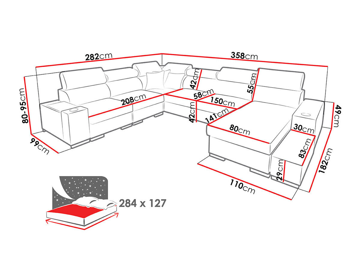 Hjørnesofa Pearland 105 (Ekj 01 + Luxo 6601 + Evo 32)