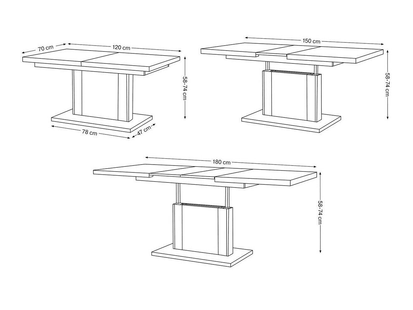 Transformeerbare salontafel Glendale 103 (Sonoma eik + Wit)