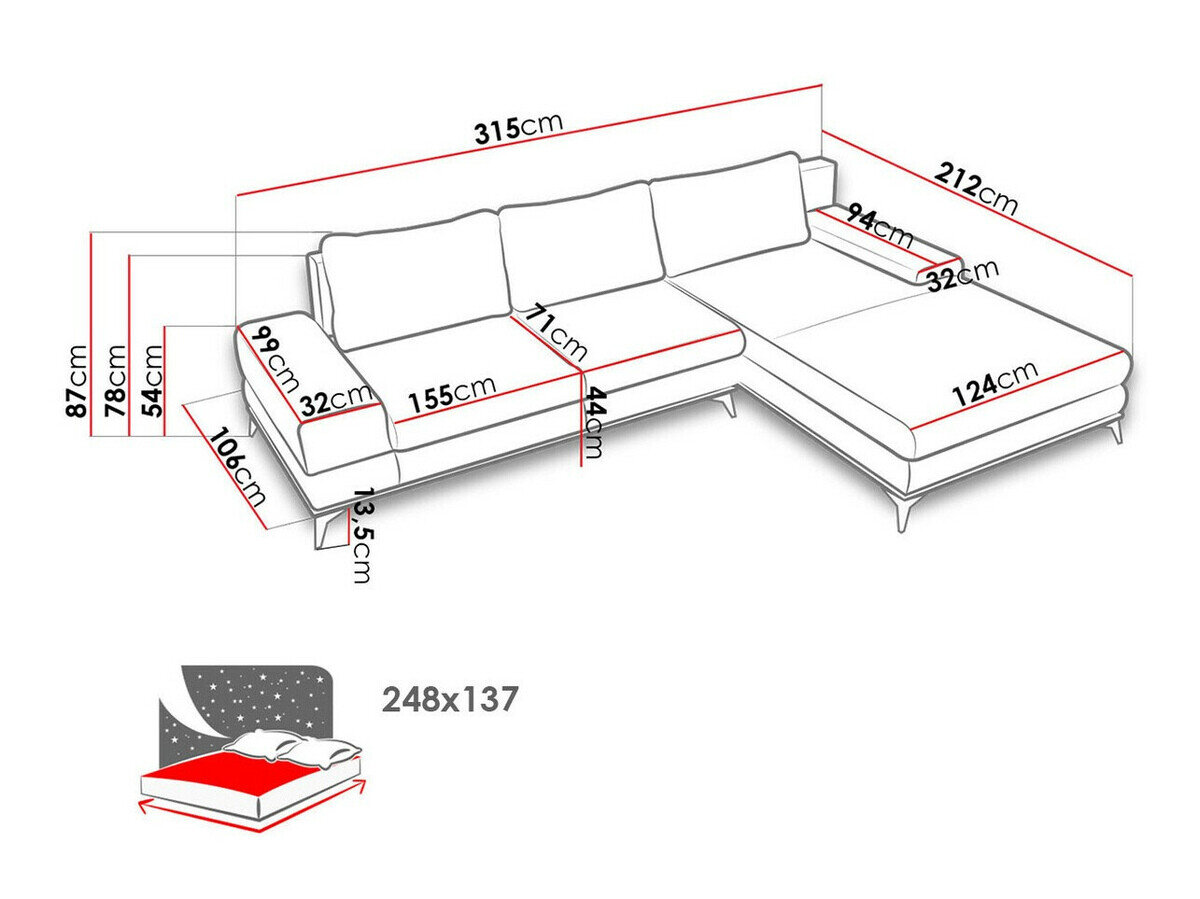 Hjørnesofa Lincoln 136 (Soro 95)