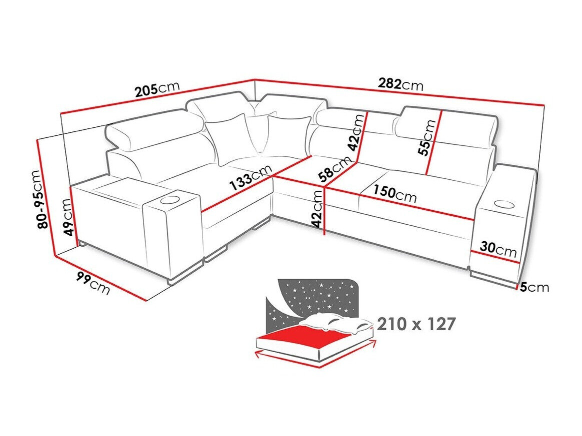 Canapé d'angle Pearland 104 (Ekj 01 + Luxo 6601 + Evo 32)