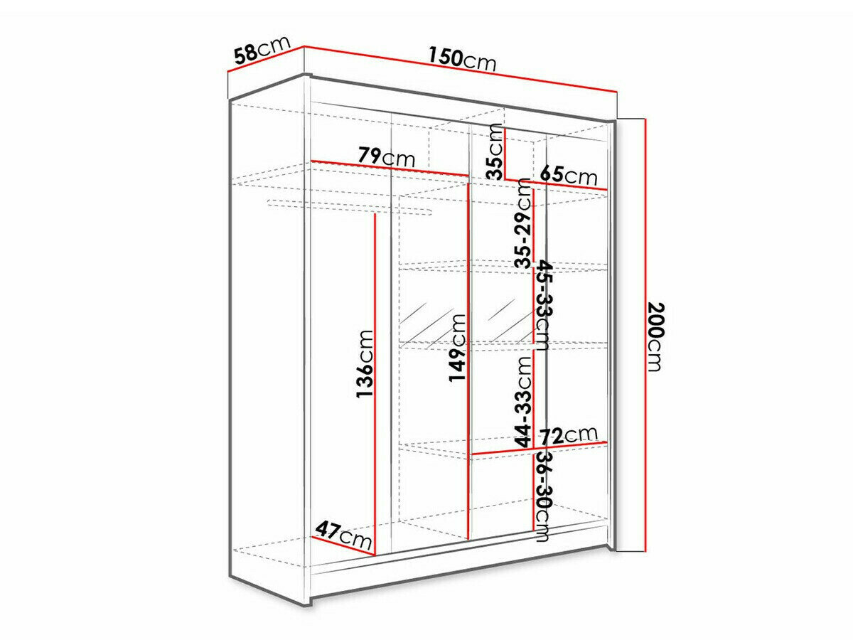 Garderobeskab Closico Vastor II (Hvid + Sort)