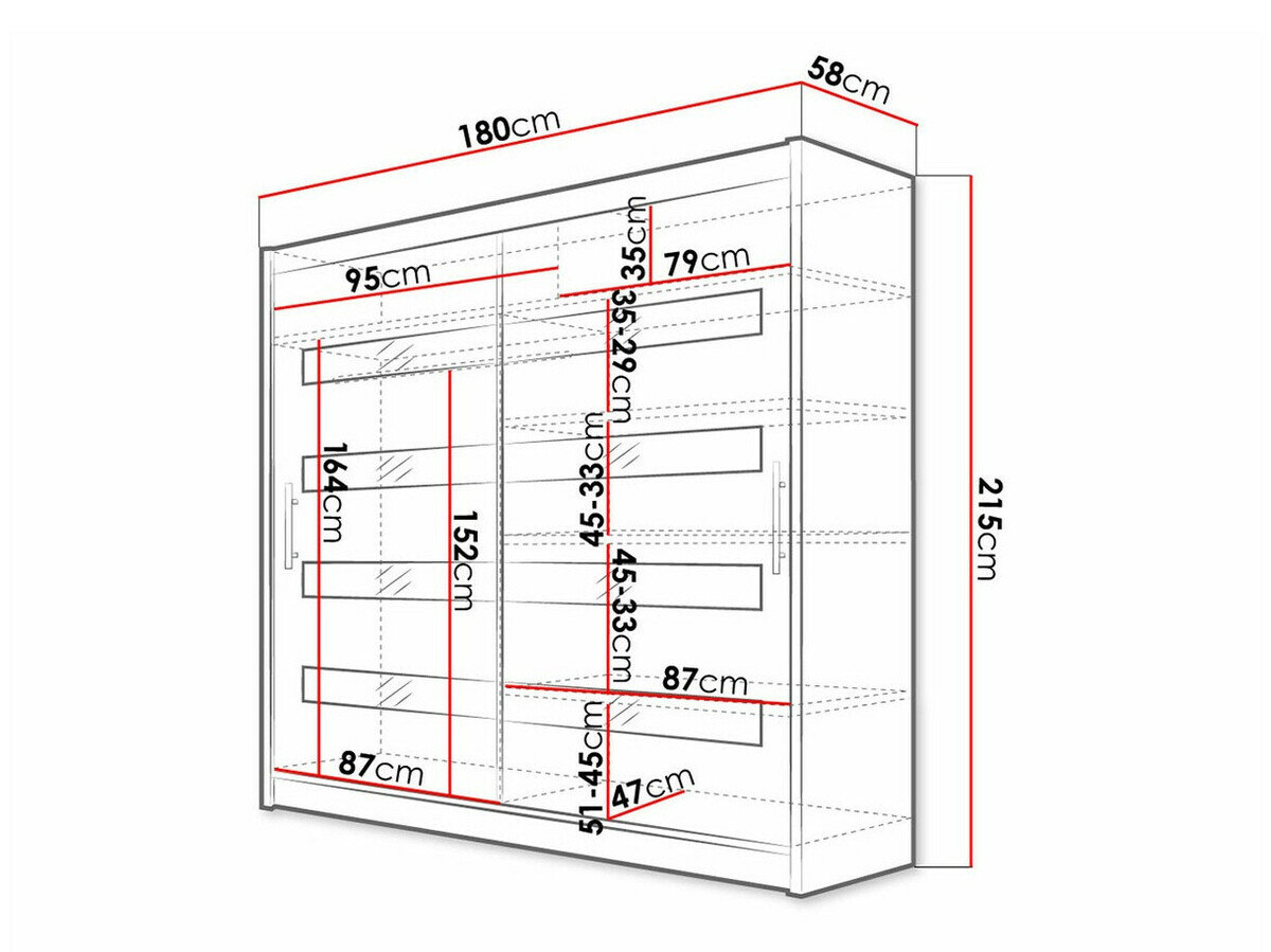 Kledingkast Closico Pallor XI (Zwart + Glanzend wit)