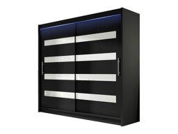 Kledingkast Closico Pallor XI (Zwart + Glanzend wit)