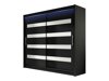 Kledingkast Closico Pallor XI (Zwart + Glanzend wit)