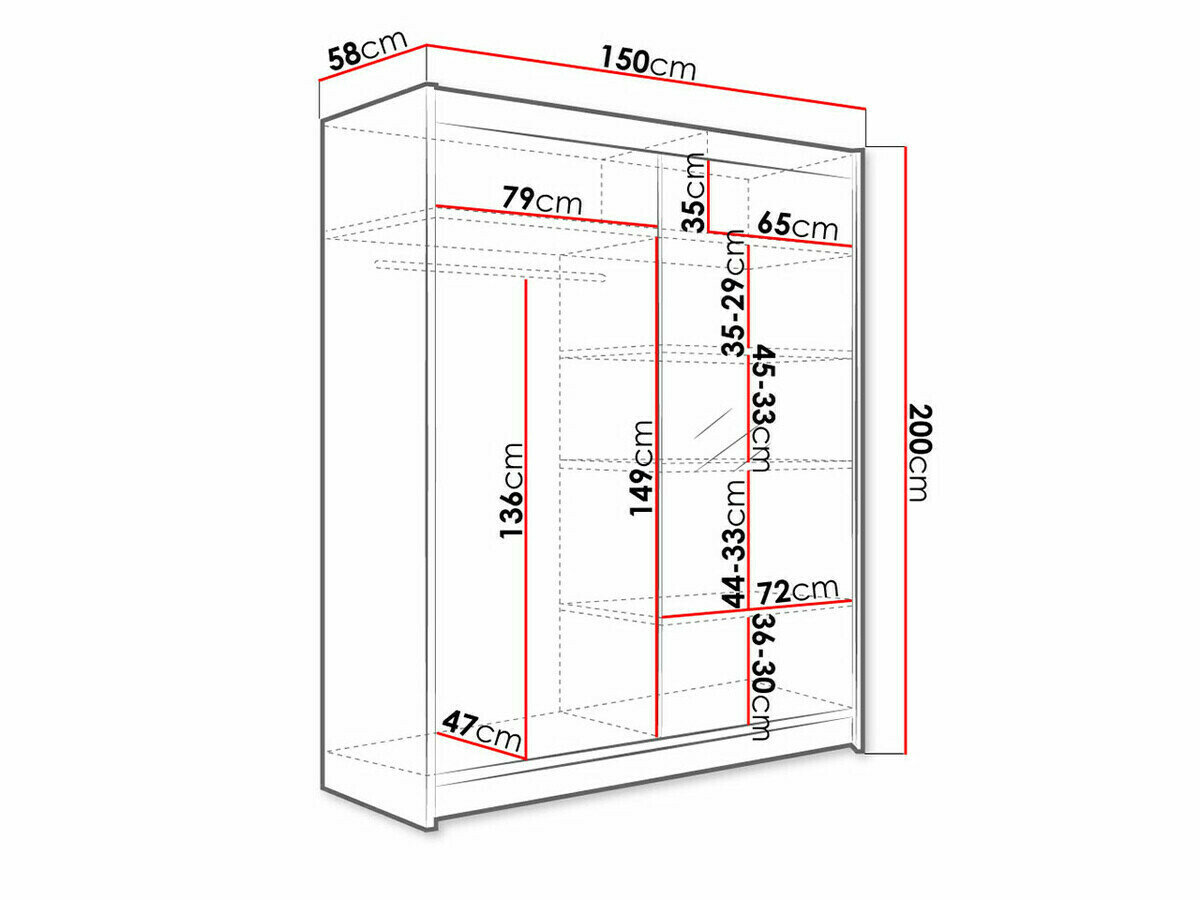 Kledingkast Closico Vastor I (Wit + Zwart)