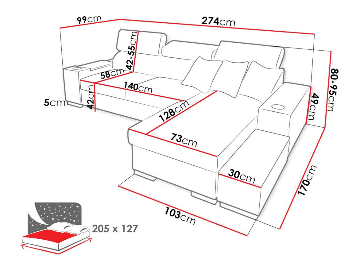 Canapé d'angle Pearland 103 (Soft 011 + Luxo 6601 + Evo 32)