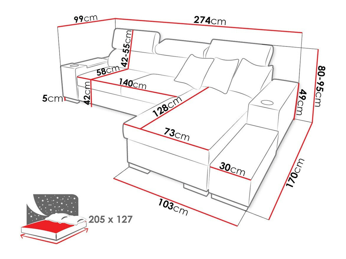 Hjørnesofa Pearland 103 (Soft 011 + Luxo 6601 + Evo 32)