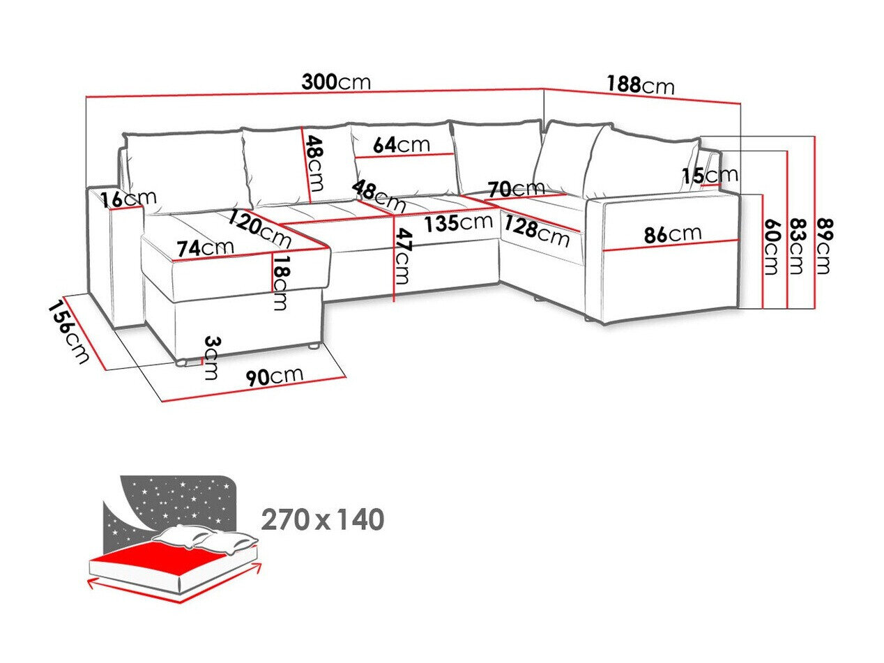 Hjørnesofa Providence 144 (Loca 21)