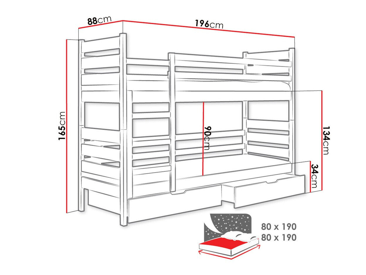 Køjeseng Ogden 100 (Antracit)