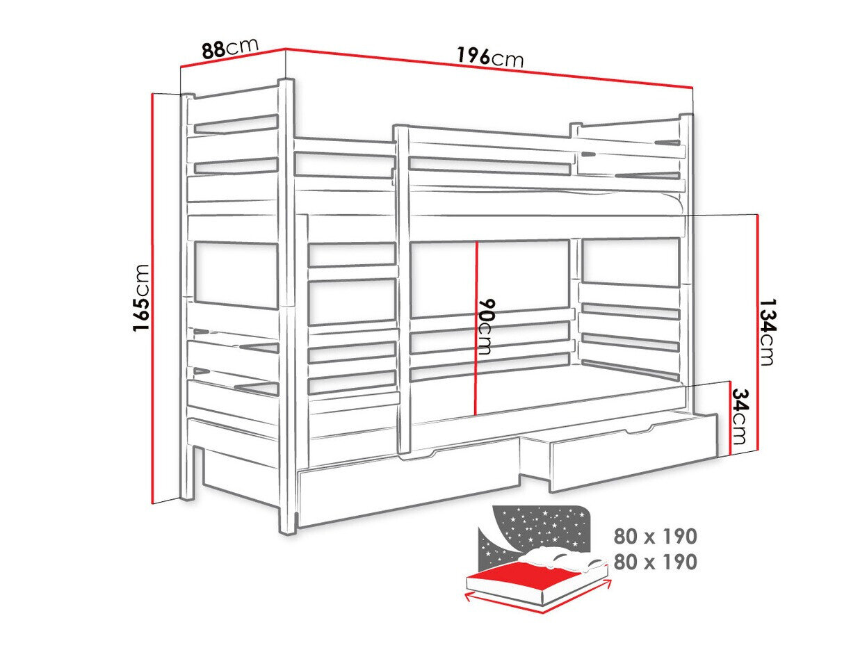 Stapelbed Ogden 100 (Wit)