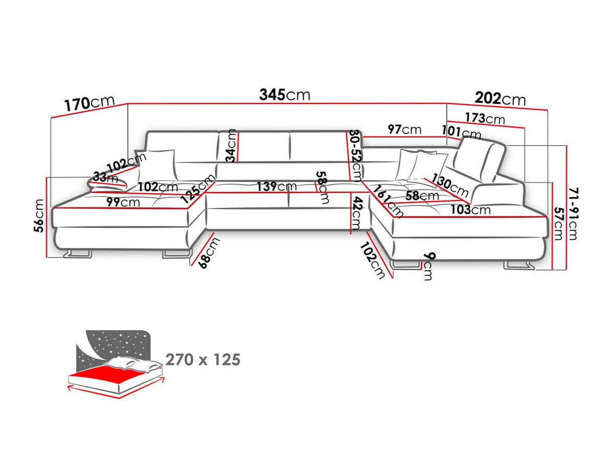 Hjørnesofa Comfivo Ruta VI (Venus Velvet 2927 + Miu 2041)