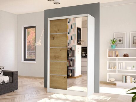 Kledingkast Closico Fractor III (Wit + Artisan eiken)