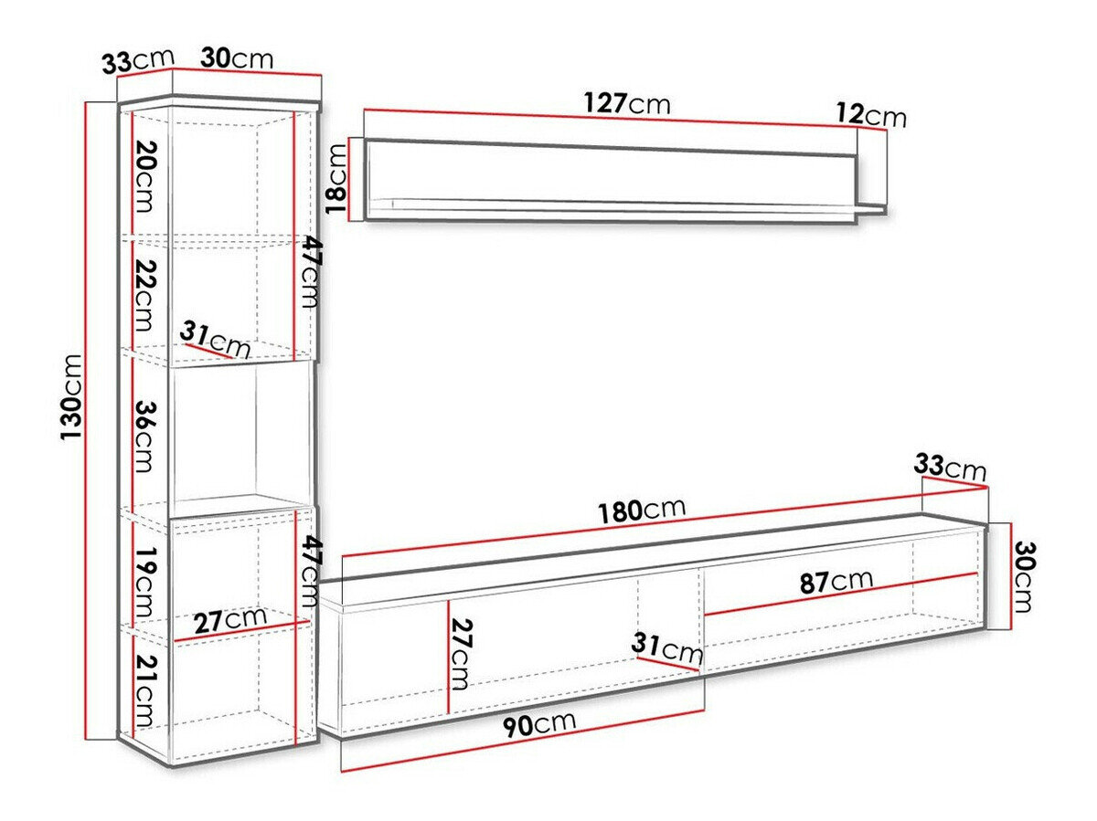 Stuemøbelsæt Sarasota 130 (Wotan eg + Glansfuld hvid)