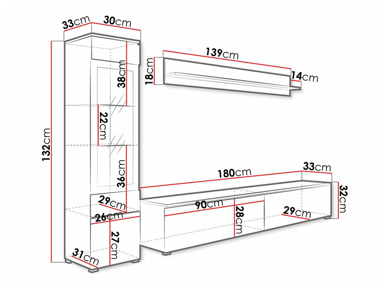 Woonkamerset Mirfivo 100 (Wit + Glanzend wit)
