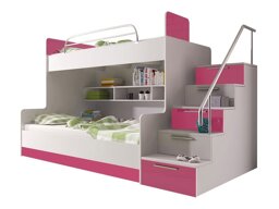 Lit superposé Campus (Blanc + Blanc brillant + Rose brillant)