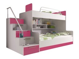 Stapelbed Campus (Wit + Glanzend wit + Glanzend roze)