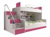 Stapelbed Campus (Wit + Glanzend wit + Glanzend roze)