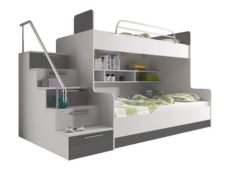 Stapelbed Campus (Wit + Glanzend wit + Grijs met glans)