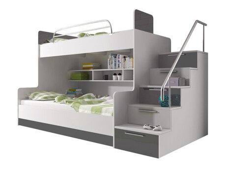 Stapelbed Campus (Wit + Glanzend wit + Grijs met glans)