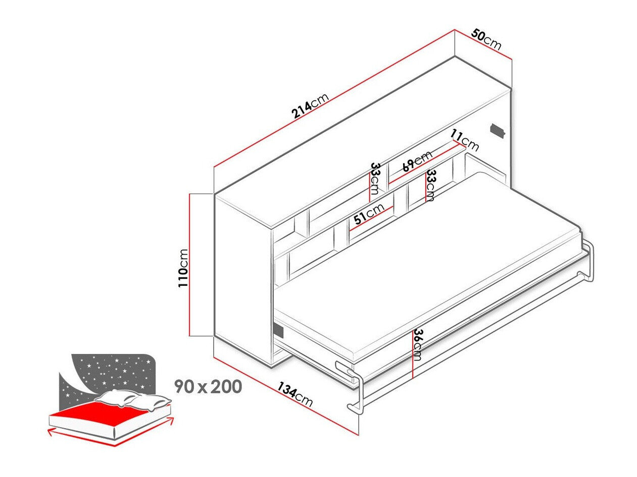 Vægseng Mirelbu 114 (Artisan eg + Glansfuld hvid)