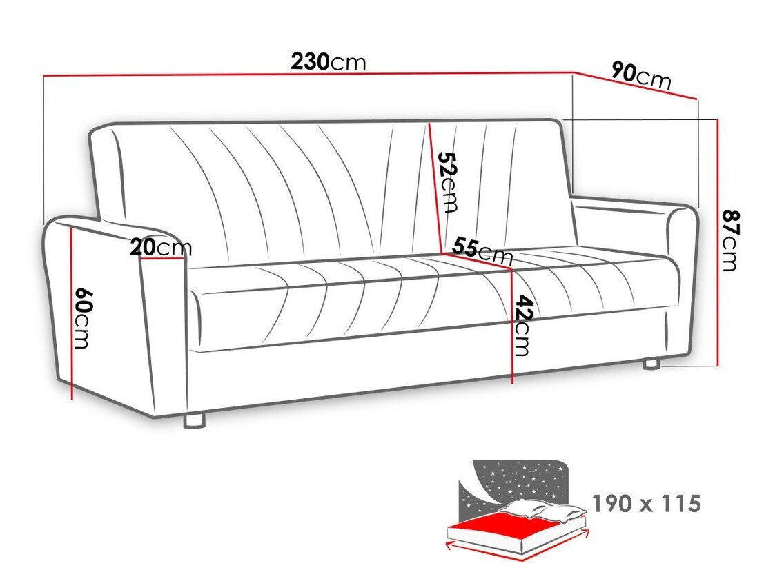 Sovesofa Columbus 126 (Zanzibar 135)