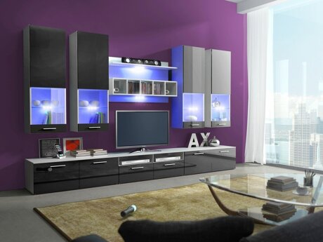 Stuemøbelsæt Nashville 107 (Hvid + Blank sort)