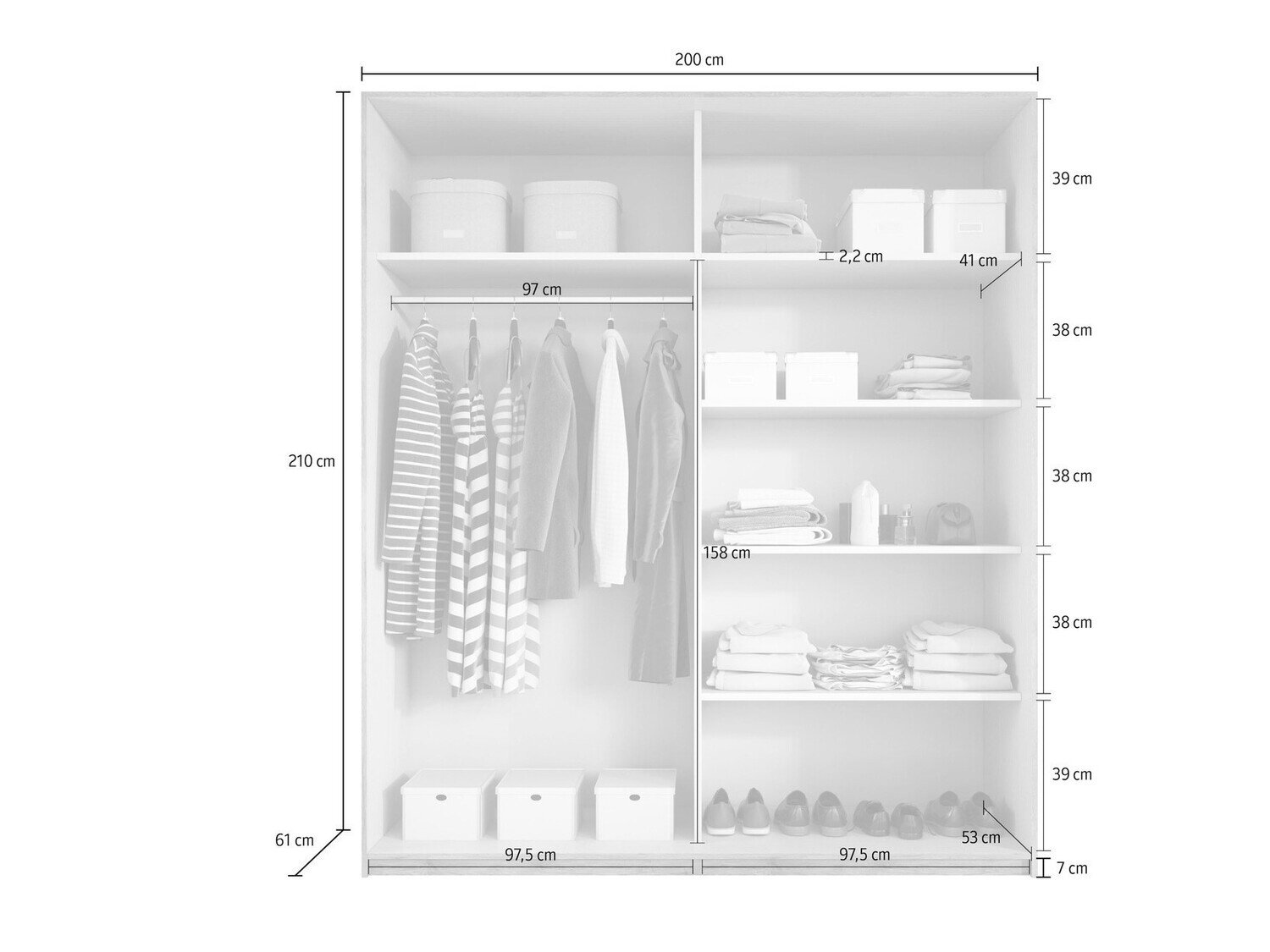 Garderobeskab Levruvu 105 (Kloster eg + Sort)