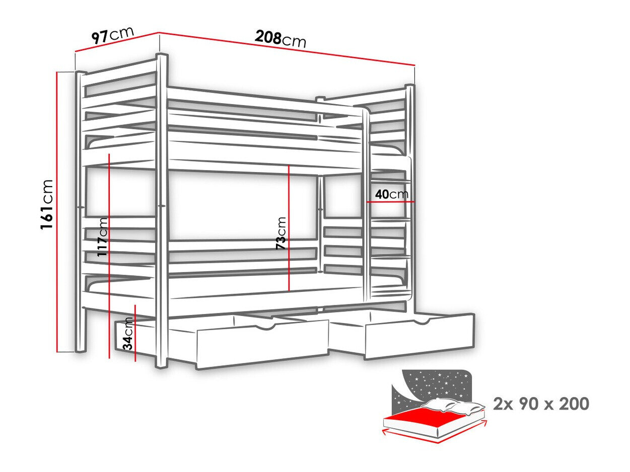 Køjeseng Vista 101 (Hvid)