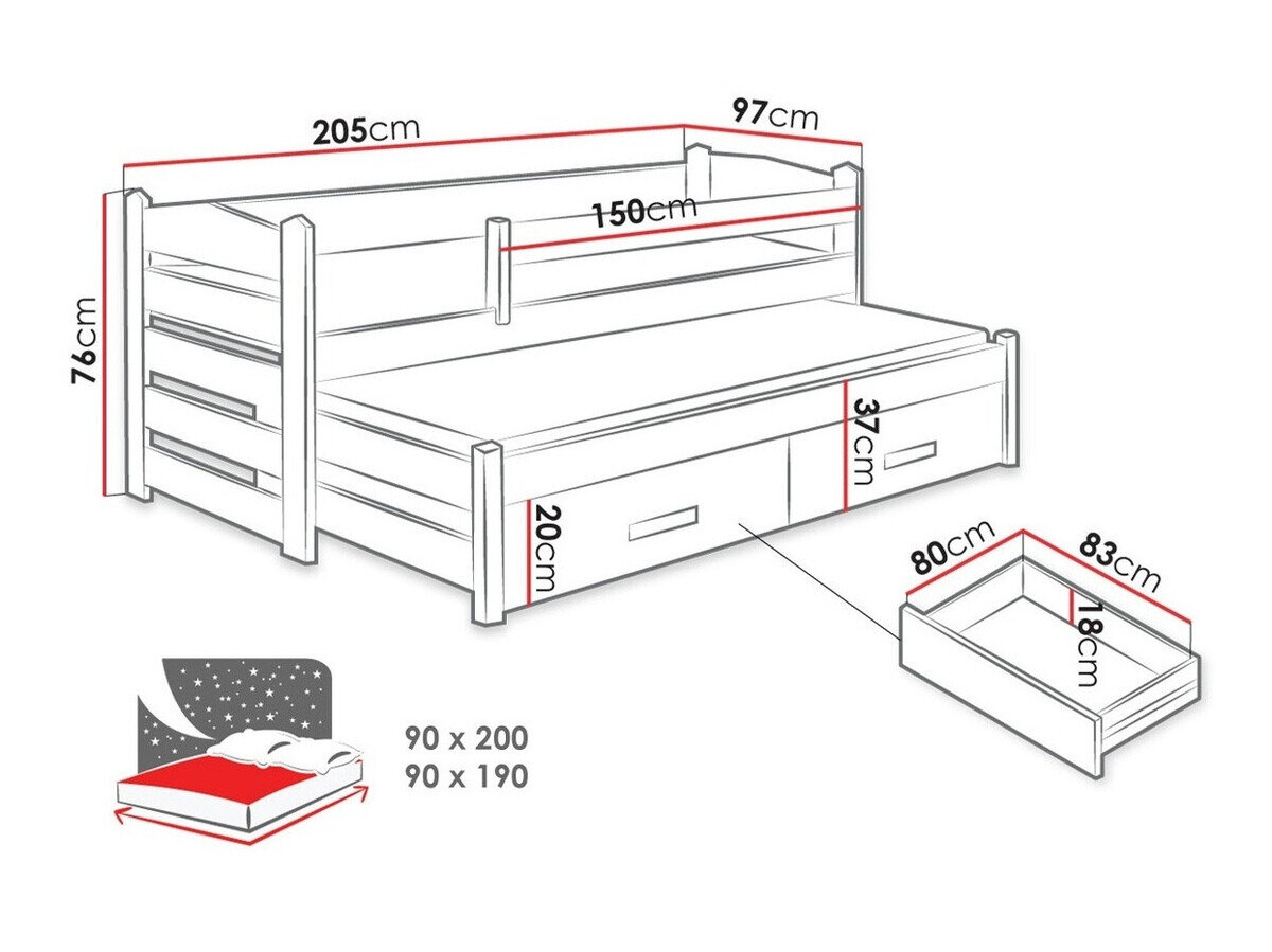 Bed Henderson 140 (Wit + Artisan eiken)