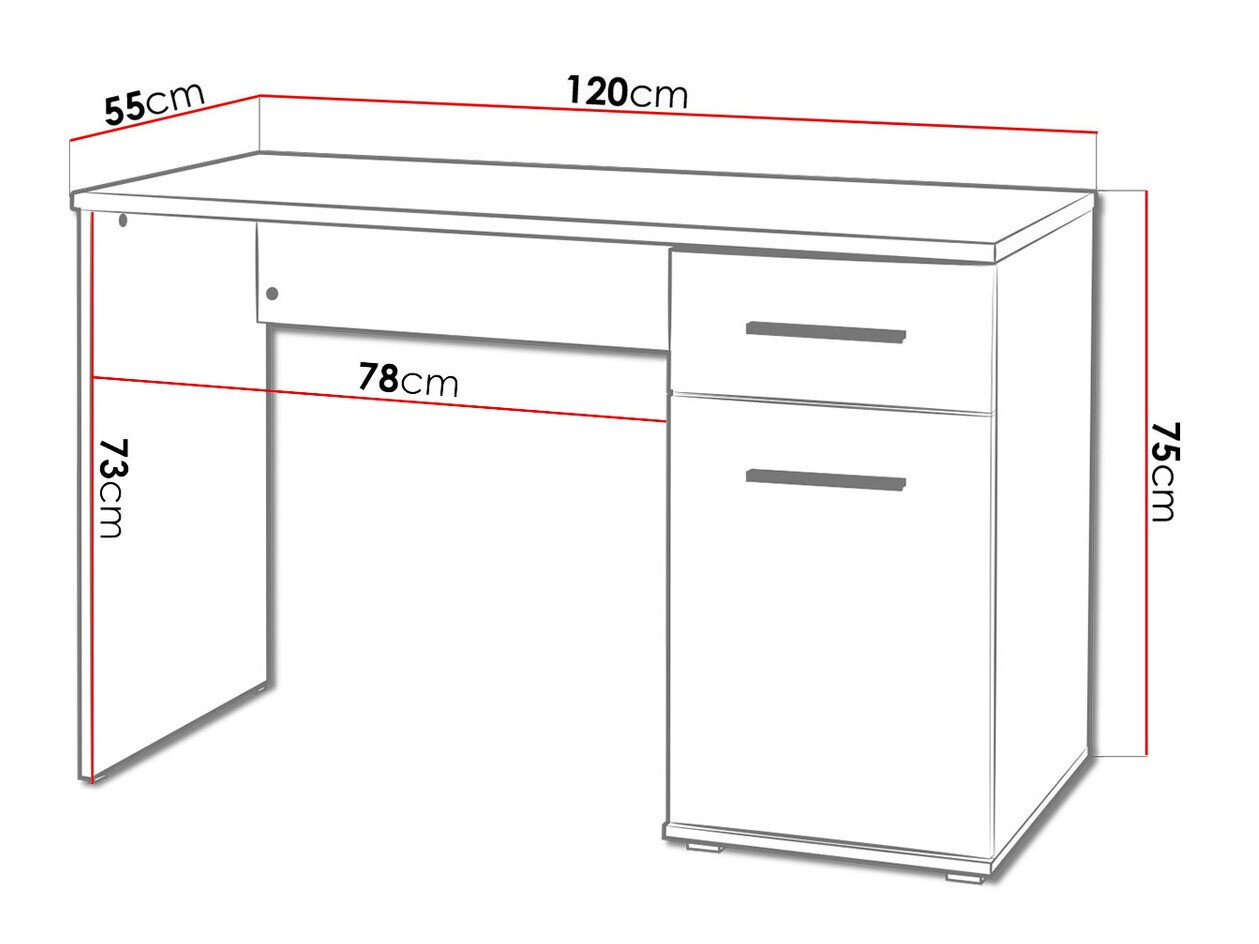 Bureau Cirveso 114 (Sonoma eik + Glanzend wit)