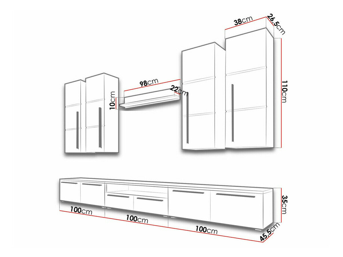 Woonkamerset Flos (Wit + Glanzend wit)