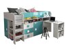 Bed Hartford 190 (Wit + glans Turquoise + Glanzend wit)
