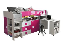 Bed Hartford 190 (Wit + Glanzend roze + Glanzend wit)