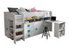 Bed Hartford 190 (Wit + Glanzend wit + glans Turquoise)