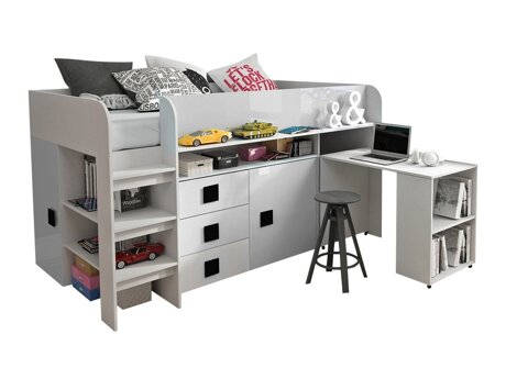 Bed Hartford 190 (Wit + Glanzend wit + Glanzend zwart)