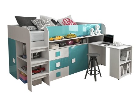 Seng Hartford 190 (Hvid + blankt Turkis + Glansfuld hvid)