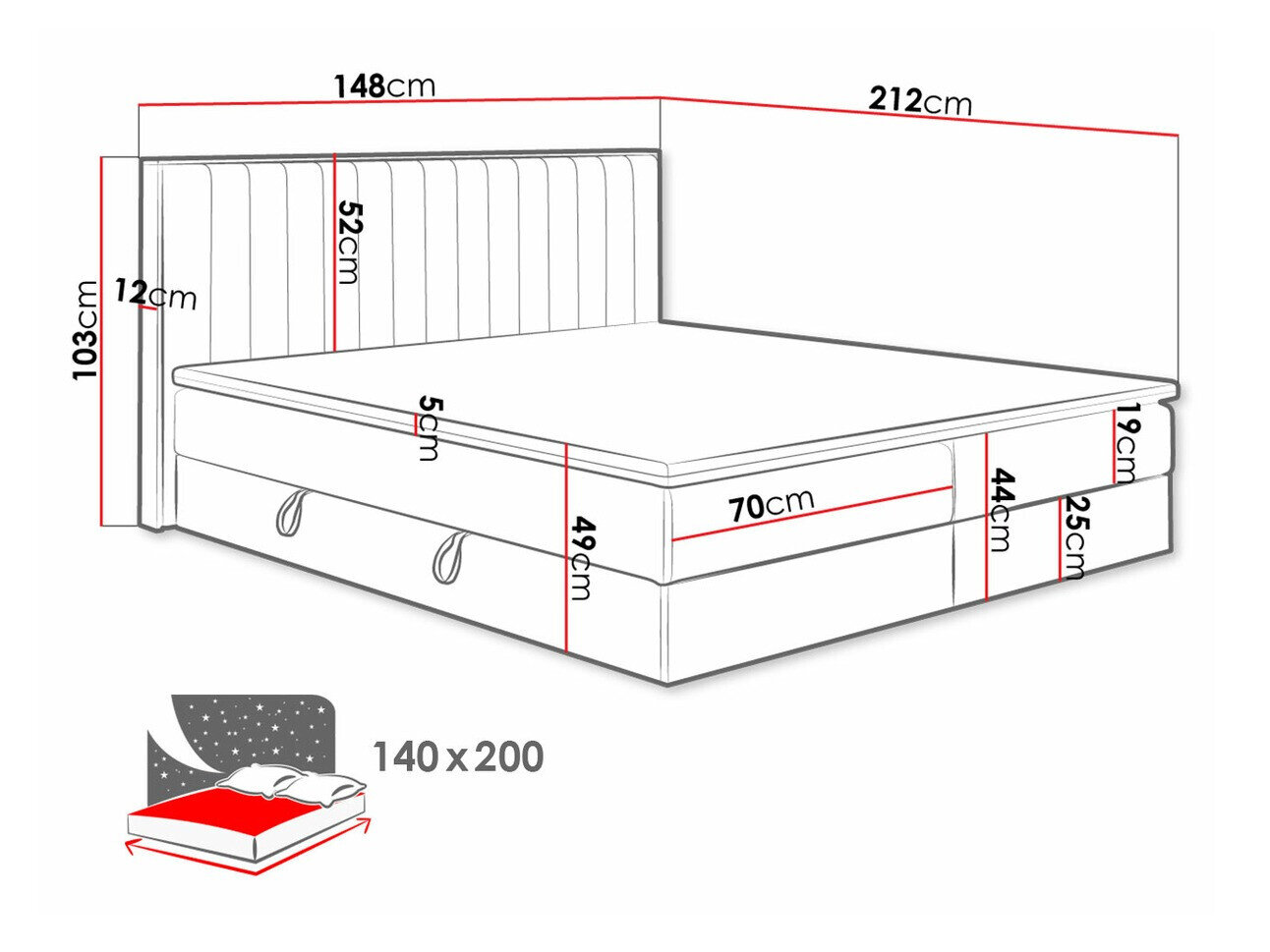 Boxspring ComfiDream Odelra (Gouden eik + Soro 100)
