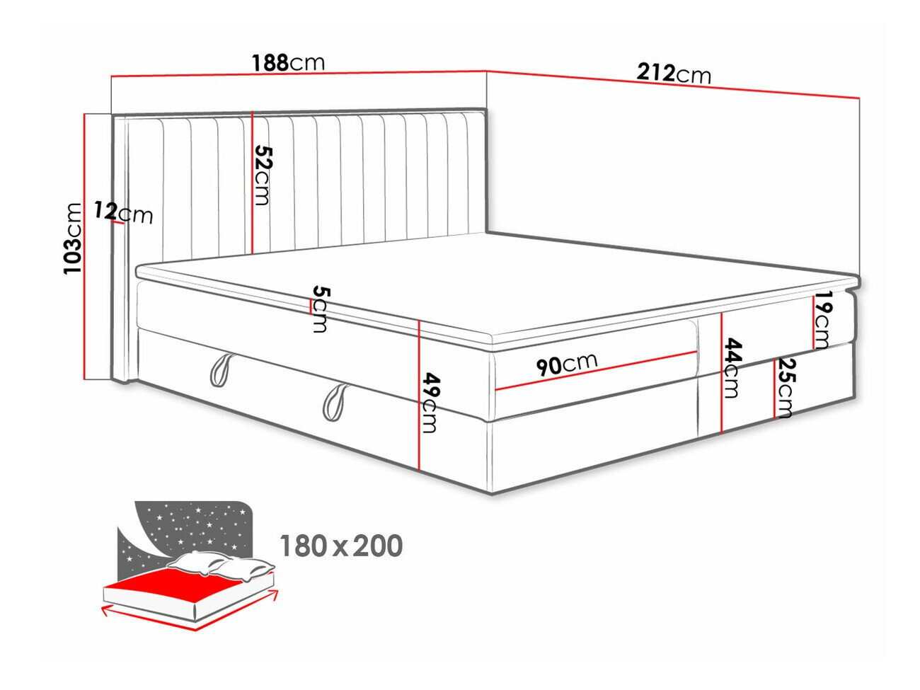 Boxspring ComfiDream Odelra (Gouden eik + Soro 21)
