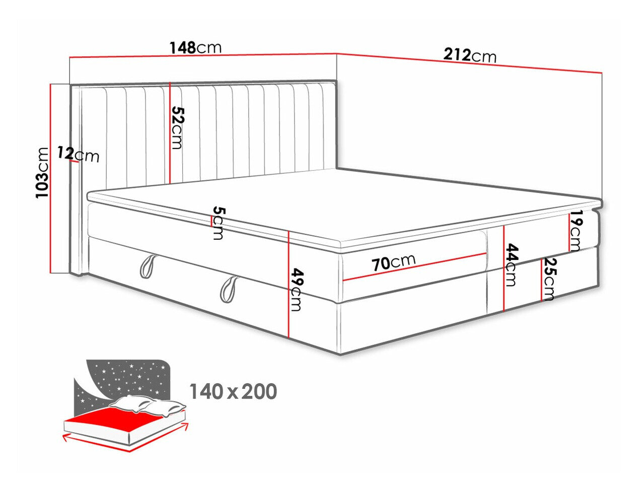Boxspring ComfiDream Odelra (Gouden eik + Soro 24)